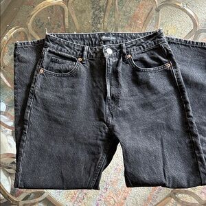 Zara Charcoal Denim Straight Leg Pants